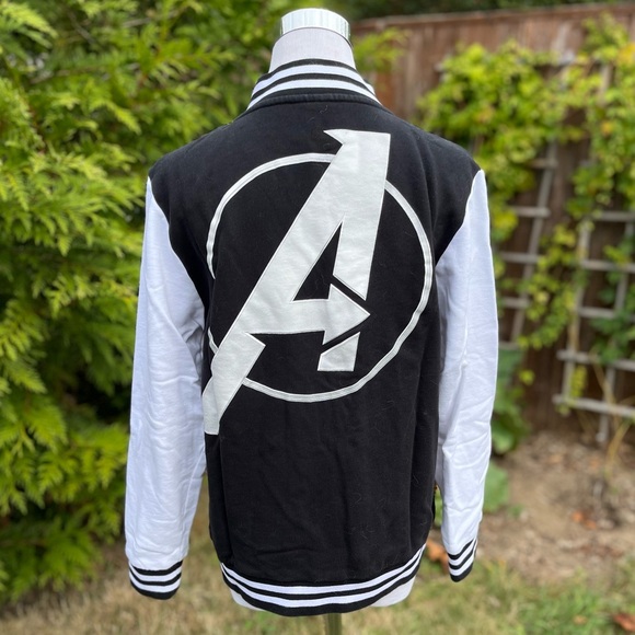 Marvel Avengers Varsity Jacket White Black Medium Unisex Dev Team Gift - Picture 6 of 12